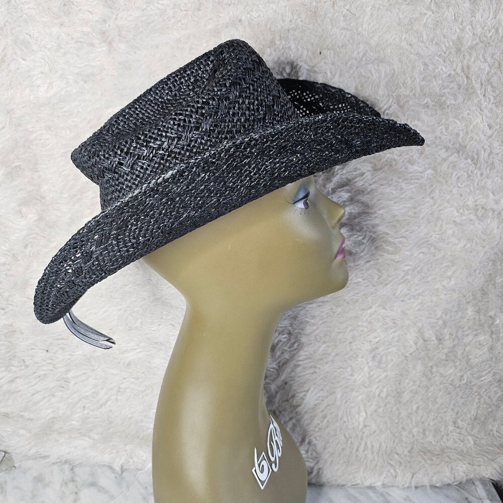 Vintage TOMBSTONE Youth Fit Black Sombrero Straw Cowboy Hat